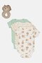 Toddlers Boy 4 Pcs Stripe Bodysuit And Rattle Set, Multicolor - 4