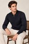 Men's Polo Collar Half Zipper Ribbed Front Slim Fit Acrylic Cotton Knit Sweater - 3