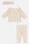 Toddlers Girl 3pcs Graphic Print Top, Pants And Headband Set, Cream - 2