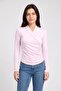 Women Surplice Neck Long Sleeve Plain Top, Pink