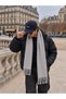 Men's Scarf Kaşkol Solid Color Soft Textured Oversized Winter Woven Scarf with Tassels - 5