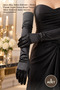 5 Pieces of Long Satin Gloves – Extra Shiny Black Shoulder-Length Design Evening Gloves Satin Gloves