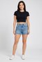 Women Washed Denim Shorts, Blue - 2