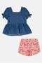 Kids Girl 2 Pieces Plain Dress And Shorts Set, Multicolor - 2