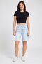 Women Washed Denim Shorts, Light Blue - 2