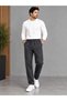 Men's Wool Striped Jogger Pants with Elastic Waist