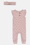 Toddlers Girl Heart Print Ruffle Sleeve Bodysuit With Headband, Mauve - 2