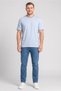 Men Crew Neck Short Sleeve Embroidered Logo T-Shirt, Light Blue - 2
