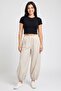 Women Balloon Fit Solid Track Pants, Beige - 2