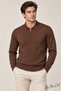 Men's Polo Collar Half Zipper Ribbed Front Slim Fit Acrylic Cotton Knit Sweater