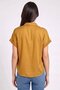 Women Spread Collar Short Sleeve Solid T-Shirt, Mustard - 4