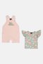 Toddlers Girl 2 Pieces Embroidered Top And Bodysuit Set, Multicolor - 2