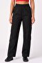 Women Regular Fit Solid Cargo Pants, Black