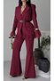 Women's Sleeves Lace Detailed Jacket Trousers Suit Burgundy - 6