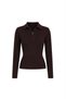 Women's Zippered Polo Collar Ribbed Knitwear Blouse - 3