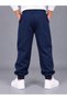 Unisex Children's Navy Blue Sweatpants 3-Yarn Fabric Without Pulling Threads 100% Cotton Product (4 Seasons) - 5