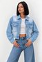 Women's Casual Light Blue Denim Jacket with Chest Pockets - 2