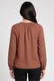 Women Tie Neck Long Sleeve Solid Blouse, Brown - 4