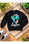 3-Thread Thick, Black Color, Cartoon Character Children's Tracksuit Set - 3