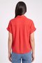 Women Stand Collar Short Sleeve Solid T-Shirt, Red - 4