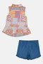 Kids Girl 2 Pcs Allover Print Top And Shorts Set, Multicolor - 3
