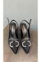 Black Satin Closed Heeled Women's Shoes - 2