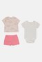 Toddlers Girl 3 Pieces Bodysuits And Top With Shorts Set, Multicolor - 2