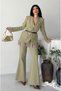 Women's Sleeves Lace Detailed Jacket Trousers Suit Khaki