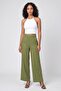 Women Regular Fit Solid Wide Leg Pants, Olive - 2