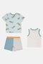 Toddlers Boy 3 Pieces Graphic Print T-shirt With Shorts Set, Multicolor - 3
