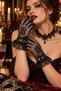 Black Lace Bow Women's Party Costume Gloves Short Fishnet Christmas Halloween Halloween - 2