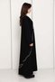 Jet Black Abaya with Asymmetrical Thread-Work - 2