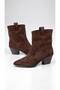 Women's Bitter Brown Suede Cowboy Boots Pointed Toe Short Heeled Western Stylish Casual Boots - 4
