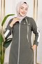 Bird's Eye Stripe Detail Sports Poncho Khaki - 2