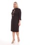 Women's Plus Size Judge Collar Gold Button Detailed Three-Quarter Sleeve Midi Dress