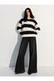Bipantolon Women's Oversize Striped Crew Neck Sweatshirt - 3