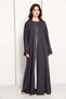 Charcoal Grey Abaya with Vertical Contrast Stitch Panel