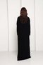 Black Open Abaya with Asymmetrical Floral Bead & Ribbon Embellishment - 5