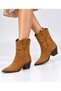 Women's Tan Western Cowboy Boots – Embroidered Pointed Toe Thick Heeled Stylish Boots