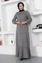 Sewing Detailed Dress Gray - 3