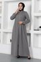Pleated Robe with Gathered Sleeves Gray - 3