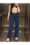 Gabrina Dark Blue High Waist Wide Leg Women's Loose Jeans Palazzo Trousers