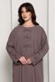 Mocha Brown Closed Abaya with Tonal Loop Fastenings - 4