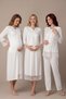 Women's Ecru Lace Long Sleeve Maternity Nightgown Pajama Set with Easy Nursing Feature - 2