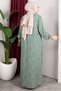 Floral Patterned Viscose Dress Mi̇nt - 4