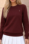 Women's Crew Neck Seasonal Burgundy Sweatshirt - 5