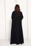 Jet Black Open Abaya with Contrast Thread Work Front Panels and Sleeves - 5
