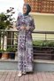 A Pleated Patterned Dress Mürdüm - 3