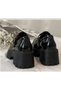 Women's Black Shiny Thick Serrated Sole College Style Harajuku School Shoes - 2