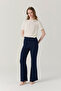 High Waist Spanish Flare Navy Blue Trousers 0153 - 5